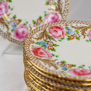 Reizenstein Hand Painted Floral Luncheon Plates, Set/10