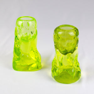 Pair of Murano Vaseline Glass Candle Sticks