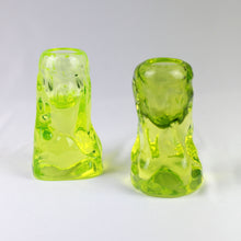 Load image into Gallery viewer, Pair of Murano Vaseline Glass Candle Sticks
