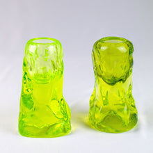 Load image into Gallery viewer, Pair of Murano Vaseline Glass Candle Sticks
