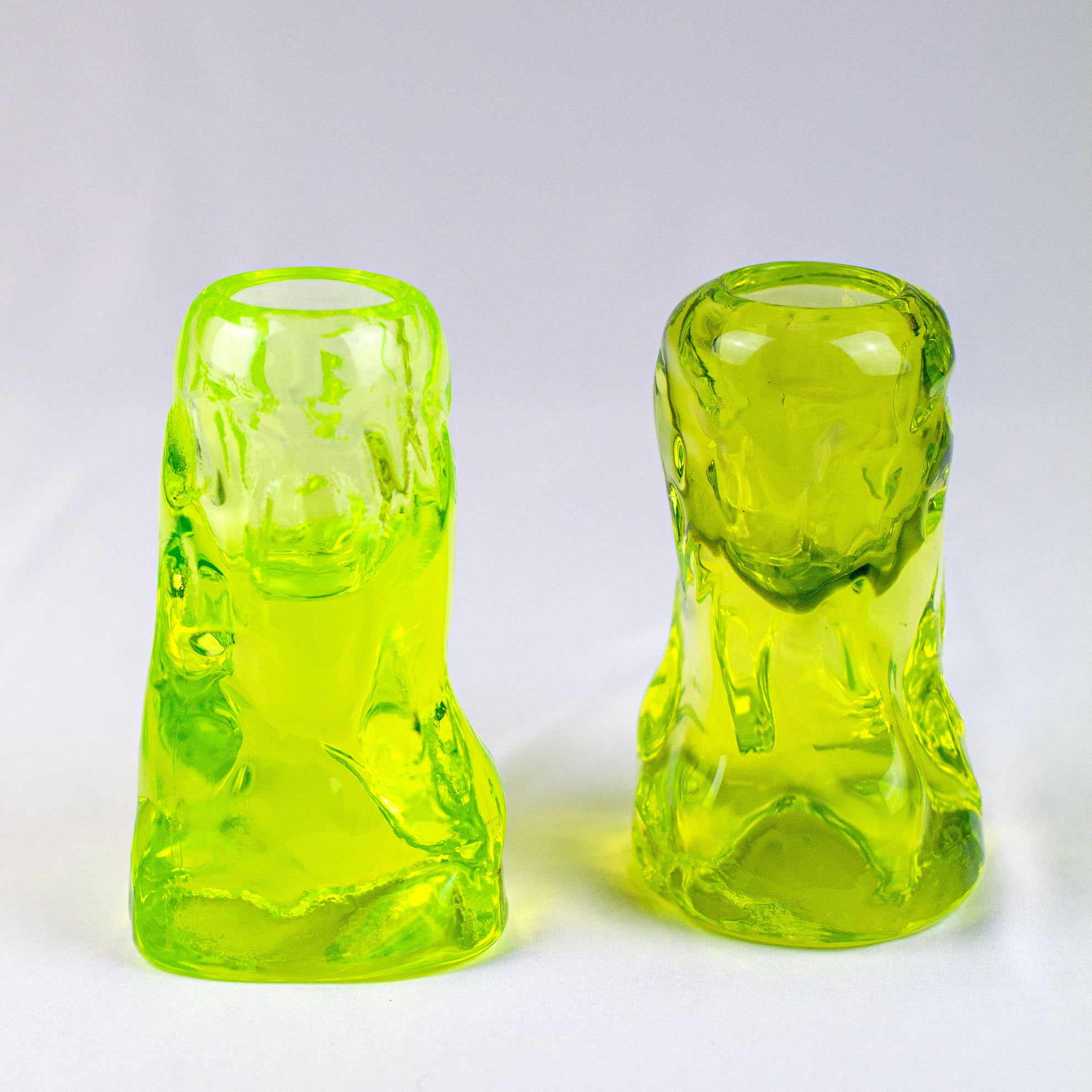 Pair of Murano Vaseline Glass Candle Sticks