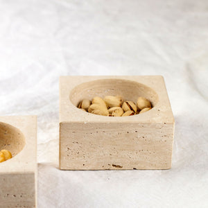 Marble Block Bowl, Travertine