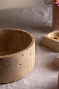 Stone Fruit Bowl, Travertine