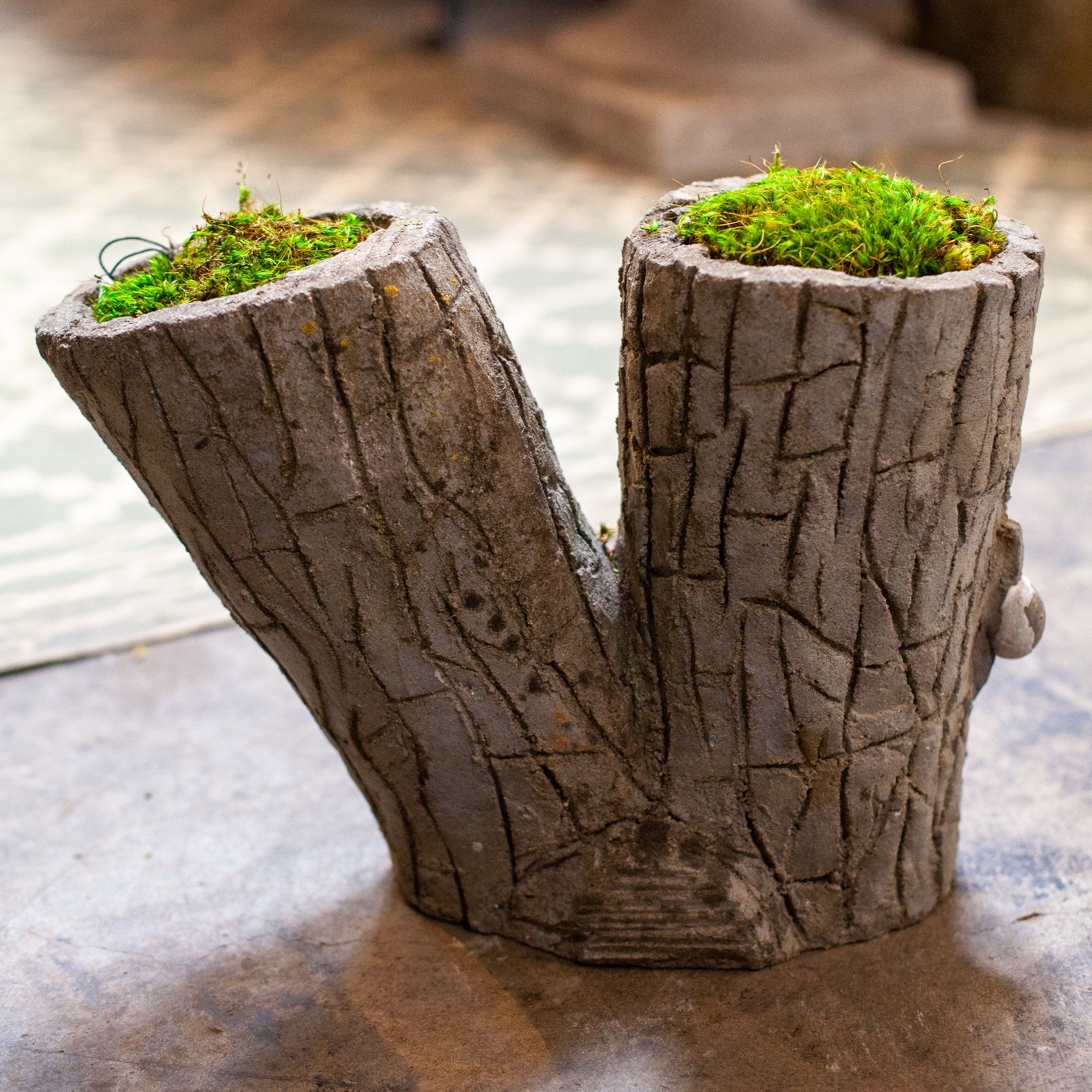 Faux Bois Two Stump Planter