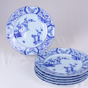 Limoges 10" Plates, Set of 6, Celadon and Blue Monet Cherry Blossom Plates