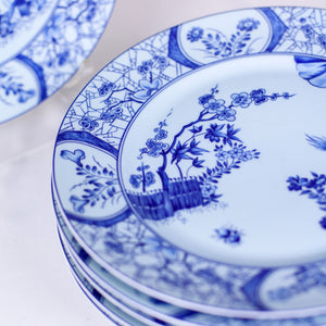 Limoges 10" Plates, Set of 6, Celadon and Blue Monet Cherry Blossom Plates