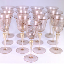 Load image into Gallery viewer, Vintage Murano Wine Glasses with Gold Threading
