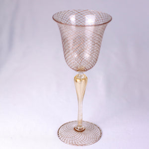 Vintage Murano Wine Glasses with Gold Threading