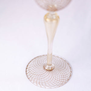 Vintage Murano Wine Glasses with Gold Threading