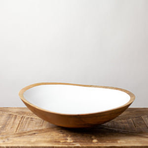 Mango Wood & White Enamel Bowl Xl