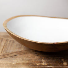 Load image into Gallery viewer, Mango Wood &amp; White Enamel Bowl Xl
