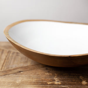 Mango Wood & White Enamel Bowl Xl