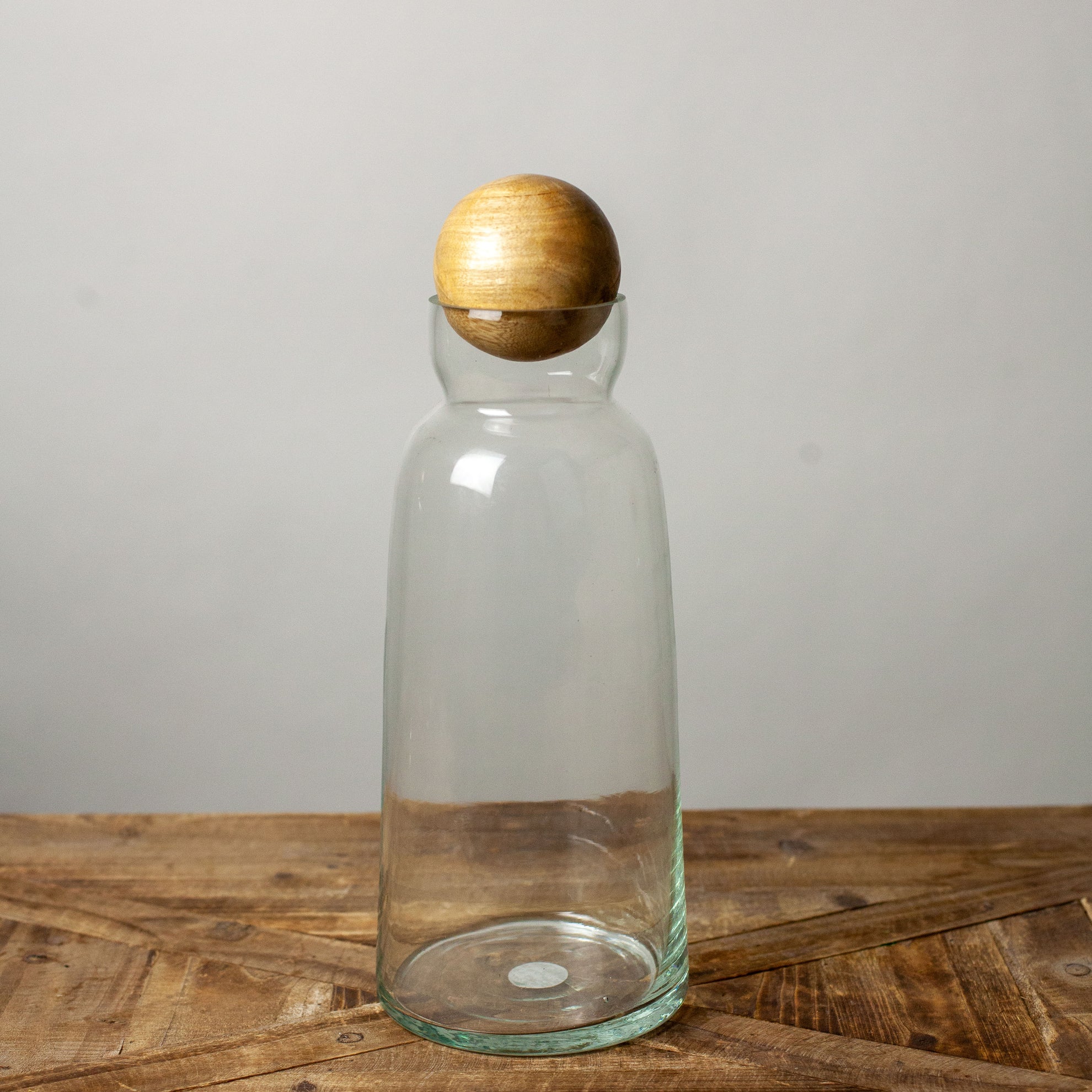 Glass & Mango Wood Decanter, Tall