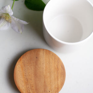 White Stoneware Container w/ Acadia Lid