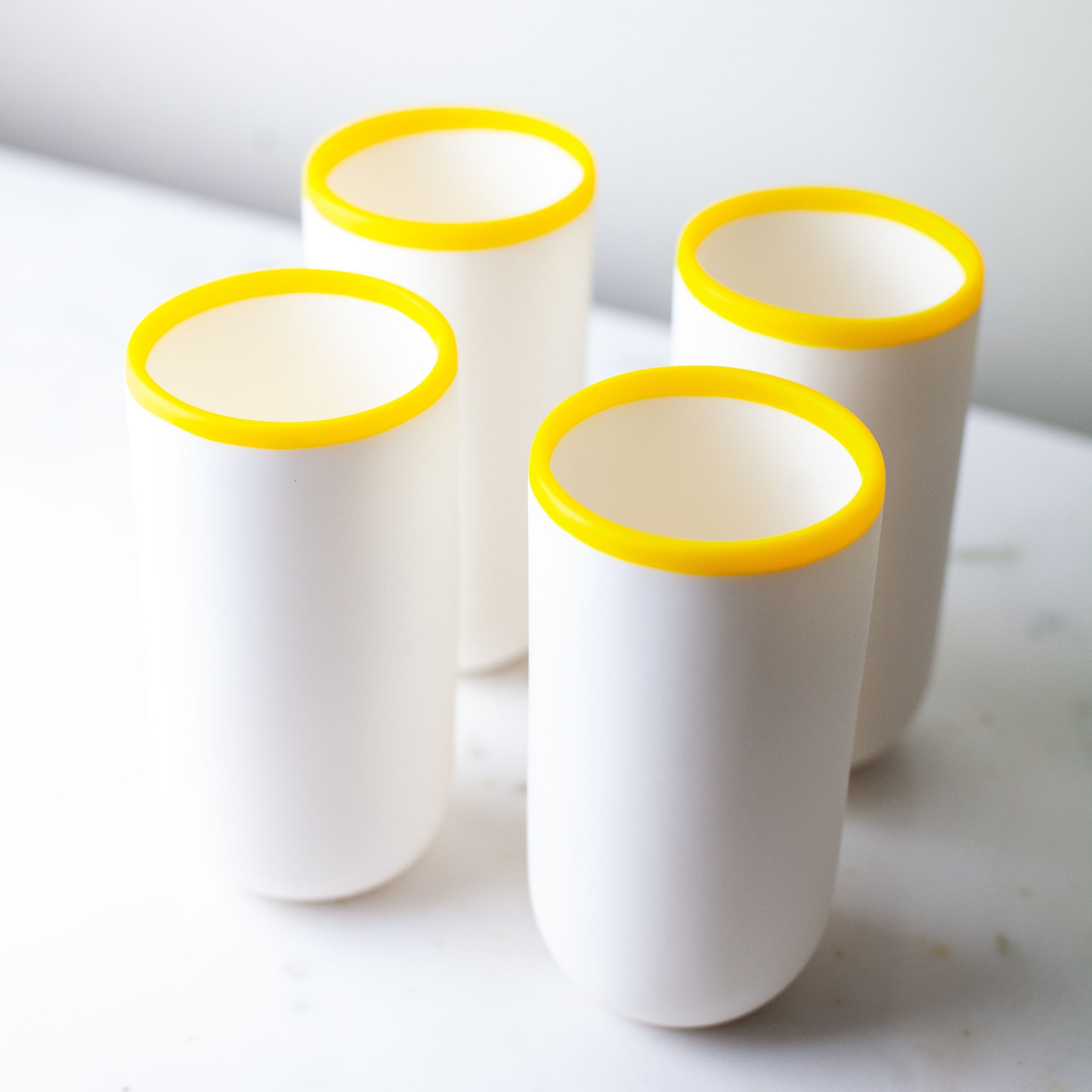 Tina Frey Ligne Tall Cup with Yellow Rim, Set of 4