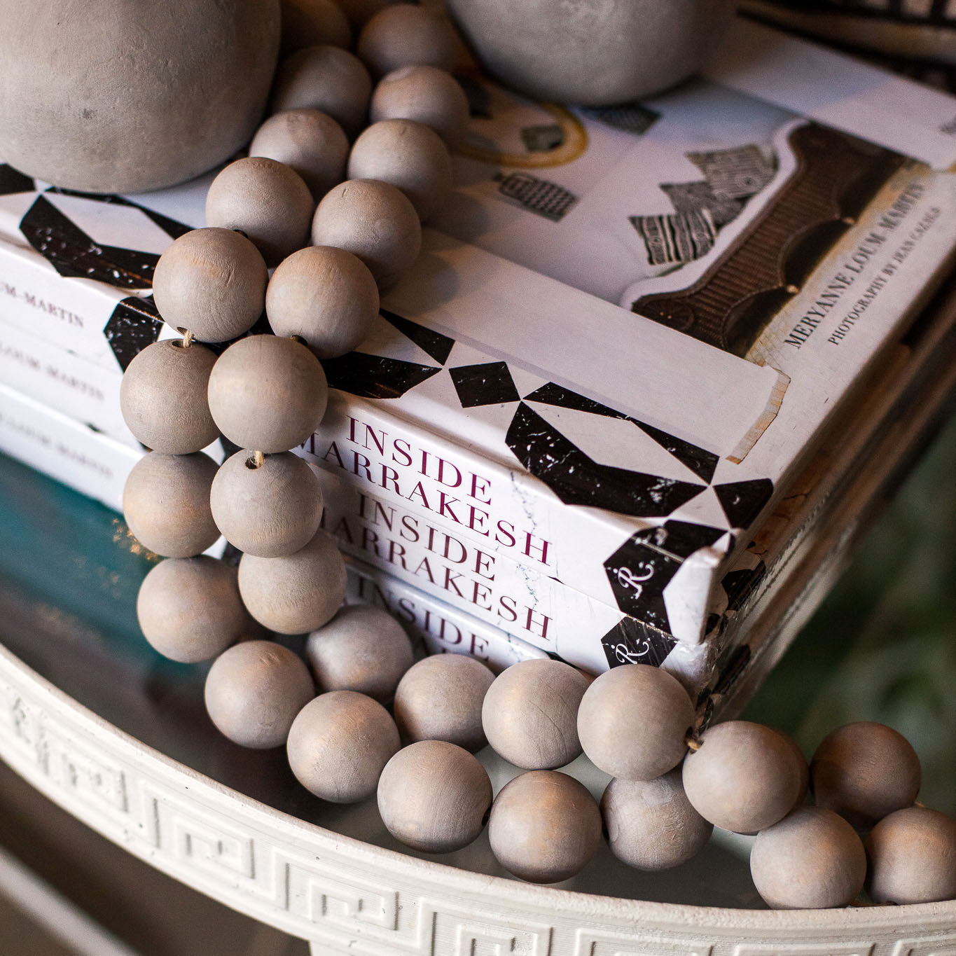 Wooden Bead Garland, geometric or round, 6ft