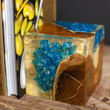 Load image into Gallery viewer, Hazlett Bookends, Teak and Blue Resin
