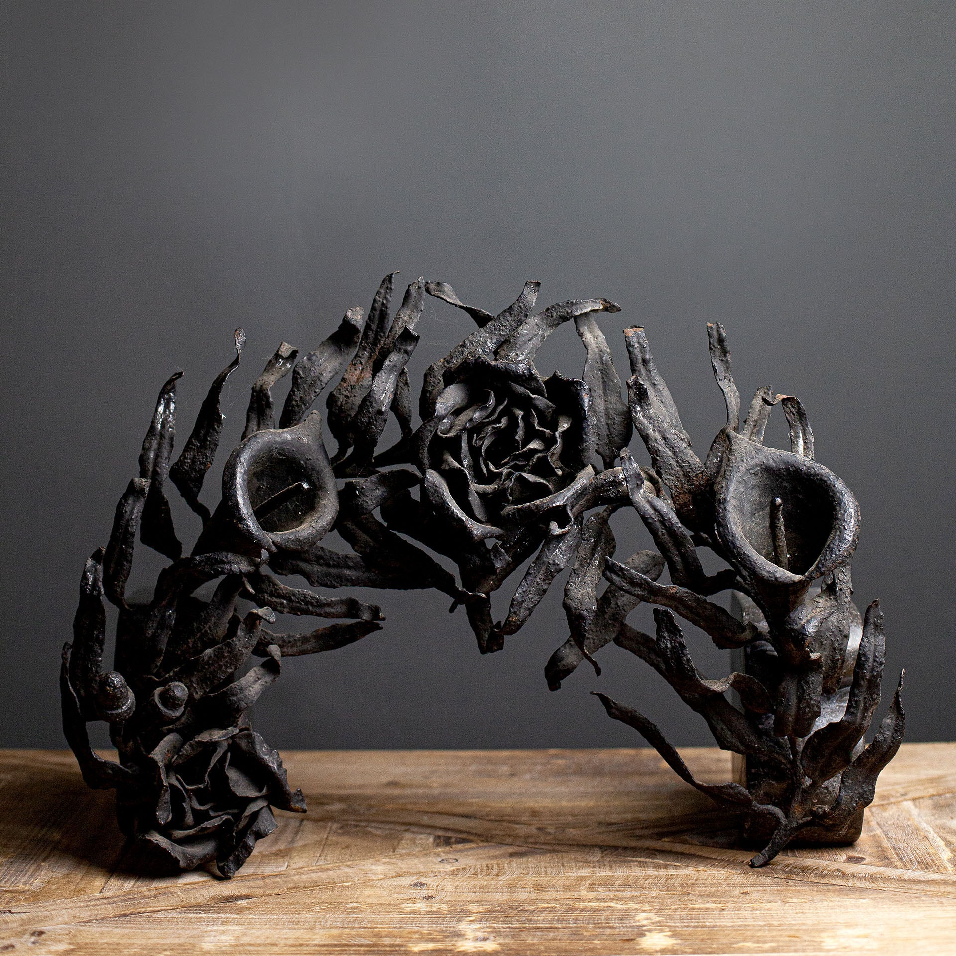 Black French Iron Piece - floral and leaves