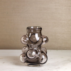 Bubbled Contemporary Vase in Smoke Grey