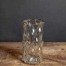 Load image into Gallery viewer, Glass Lantern with Gold Net
