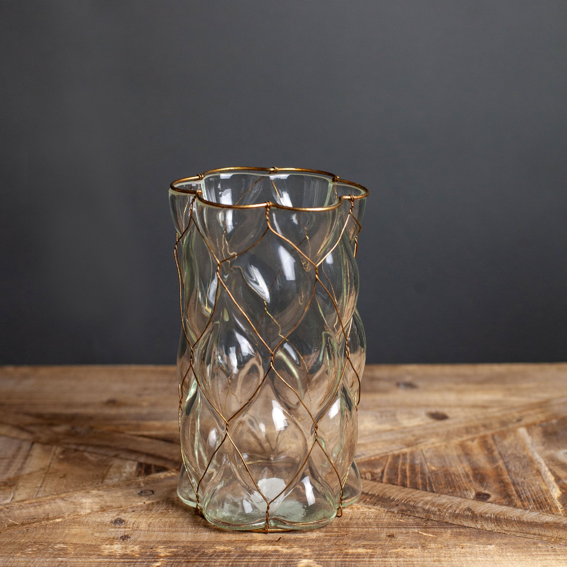 Glass Lantern with Gold Net