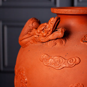 Vintage Carved Chinese YiXing Clay Dragon Vessel