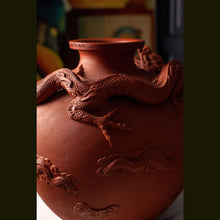 Load image into Gallery viewer, Vintage Carved Chinese YiXing Clay Dragon Vessel
