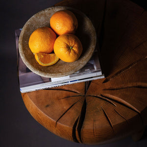 Salvaged Oak Hand Carved Side Table