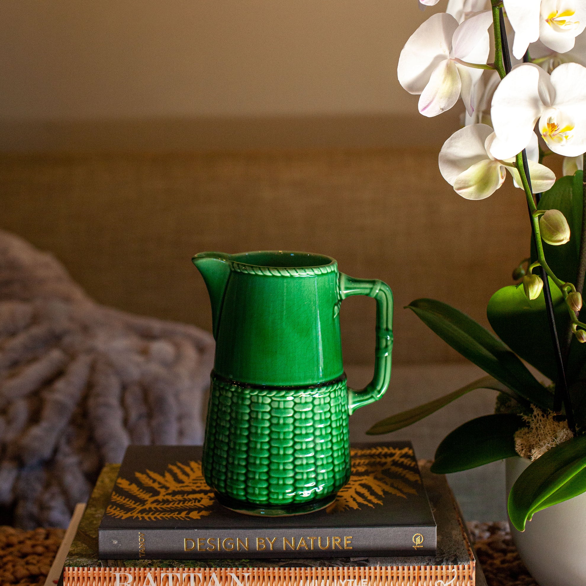 Vintage Sarreguemines Green Pitcher