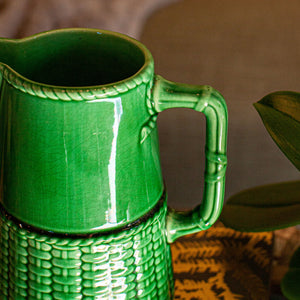 Vintage Sarreguemines Green Pitcher