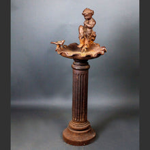 Load image into Gallery viewer, Vintage Birdbath of Cherub Talking to a Bird
