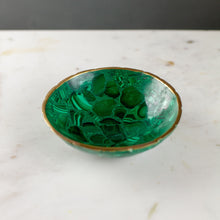 Load image into Gallery viewer, Malachite Bowl With Gold Rim
