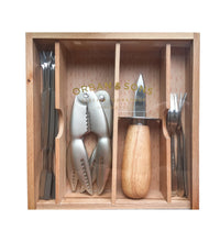 Load image into Gallery viewer, Orban &amp; Sons Seafood Set with Cracker in Wooden Box with Acrylic Lid
